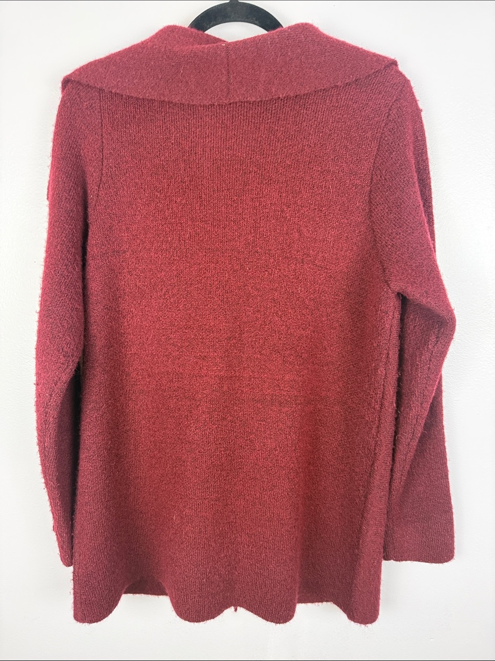 Tahari Asymmetric Zip Wool Blend Cardigan Coat Sweater Burgundy Red L - Picture 12 of 12